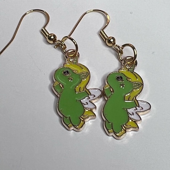 C2 - 925 Sterling Hook Earring with dinosaur unicorn fairy - Picture 4 of 5